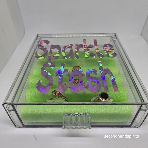 Sparkle Stash Acrylic Ring Holder – Neon Display Box for Jewelry Storage Bonus - Picture 1 of 5